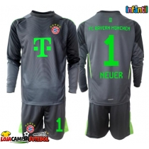 Camisa de Futebol Bayern Munich Manuel Neuer #1 Goleiro Equipamento Secundário Infantil 2025-26 Manga Comprida (+ Calças curtas)